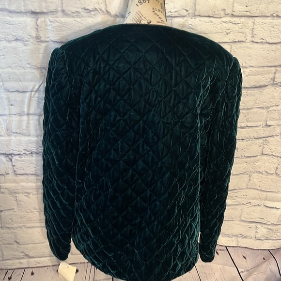 Vintage Edith Flagg Quilted Velvet Jacket NWT Three Flaggs Green Size 14 - Picture 4 of 8